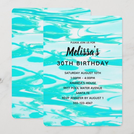Aqua Green Pool Water Abstracte achtergrond Birthd Kaart (Voorkant / Achterkant)