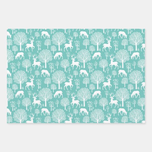 Aqua Green Rendier Kerst inpakpapier Vel (Voorkant 2)