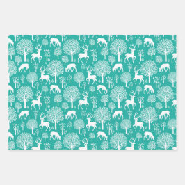 Aqua Green Rendier Kerst inpakpapier Vel