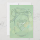 Aqua Green Rustic Mason Jar Huwelijksuitnodigingen Kaart (Achterkant)