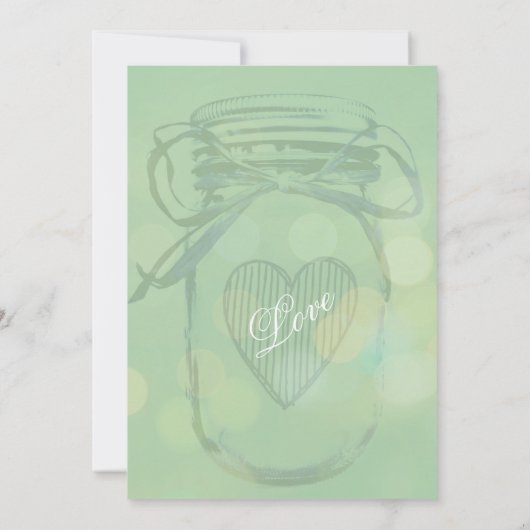Aqua Green Rustic Mason Jar Huwelijksuitnodigingen Kaart (Achterkant)