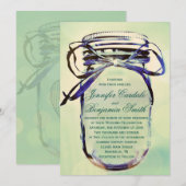 Aqua Green Rustic Mason Jar Huwelijksuitnodigingen Kaart (Voorkant / Achterkant)