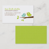 Aqua & Green Schattigee vogels op een tak Visitekaartje (Voorkant / Achterkant)