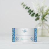 Aqua Green Silver Snowflakes Quinceanera Plaatskaa Plaatskaartje (Staand voorkant)