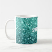 Aqua Green Sparkle Koffiemok (Links)