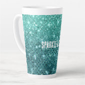 Aqua Green Sparkle Latte Mok (Linkerhoek)