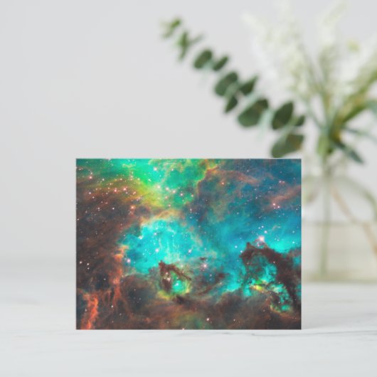 Aqua Green Star Cluster Celestial Briefkaart (Staand voorkant)