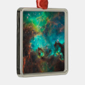 Aqua Green Star Cluster Celestial Metalen Ornament (Rechts)