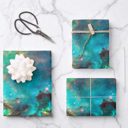 Aqua Green Star Cluster NGC 2074 LMC Inpakpapier Vel (Voorkant)