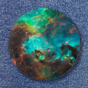 Aqua Green Star Cluster Space Foto Ronde Button 5,7 Cm