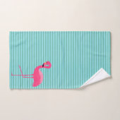 AQUA GREEN STRIPE 2 FLAMINGO BATHROOM TOWEL SET BAD HANDDOEK (Handdoek)