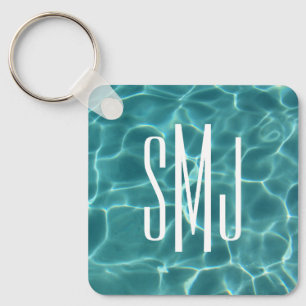 Aqua Green Swimming Pool Foto 3 Letter Monogram Sleutelhanger