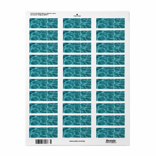 Aqua Green Swimming Pool Photo Blank Etiket (Full Sheet)