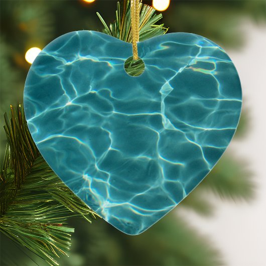 Aqua Green Swimming Pool Photo Heart Keramisch Ornament