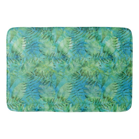 Aqua Green Tropical Hawaii laat Waterverf achter Badmat (Voorkant)