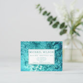 Aqua Green Water Bubbles - Scuba Diving Instructor Visitekaartje (Staand voorkant)