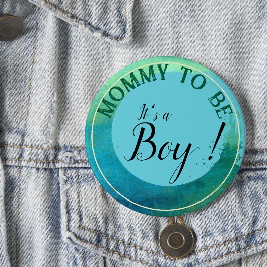 Aqua Green Waterverf 'It's a Boy' voor mama Ronde Button 7,6 Cm