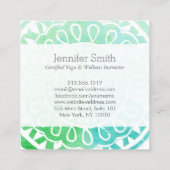 Aqua Green Waterverf Mandala Yoga en Wellness Vierkante Visitekaartje (Achterkant)