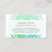 Aqua Green Waterverf Mandala Yoga en Wellness Visitekaartje (Achterkant)