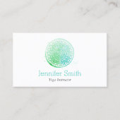 Aqua Green Waterverf Mandala Yoga en Wellness Visitekaartje (Voorkant)