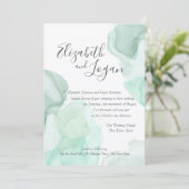 Aqua Green Waterverf Motion Abstracte bruiloft Kaart (Staand voorkant)