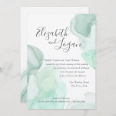 Aqua Green Waterverf Motion Abstracte bruiloft Kaart (Voorkant / Achterkant)