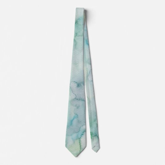 Aqua Green Waterverf Stropdas voor bruiloften (Voorkant)