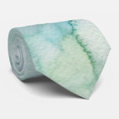 Aqua Green Waterverf Stropdas voor bruiloften (Opgerold)