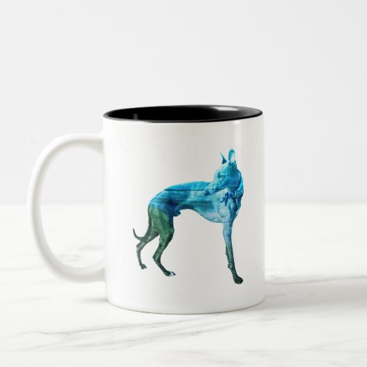 Aqua & Green Waves Whippet Tweekleurige Koffiemok (Links)