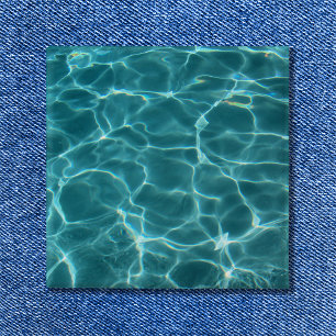 Aqua Green Zwembad Waterfoto Vierkante Button 5,1 Cm