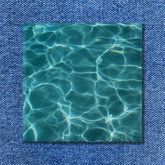 Aqua Green Zwembad Waterfoto Vierkante Button 5,1 Cm