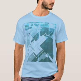 Aqua Grey-Green Diagonal MCM-geïnspireerd Abstract T-shirt