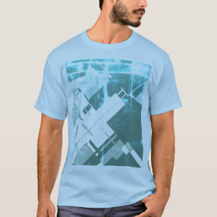 Aqua Grey-Green Diagonal MCM-geïnspireerd Abstract T-shirt