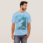 Aqua Grey-Green Diagonal MCM-geïnspireerd Abstract T-shirt (Voorkant volledig)