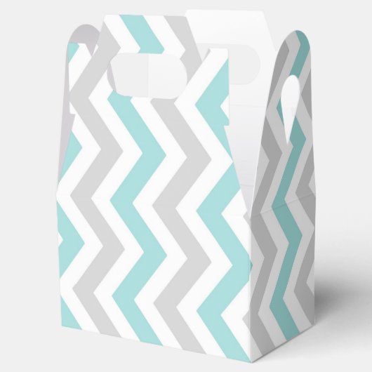 Aqua grijs en wit chevron bruiloft bedankdoosjes (Geopend)