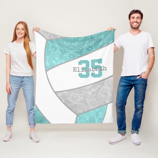 Aqua Grijs Girly Volleybal W Atleet Aangepaste Naa Fleece Deken (In situ)