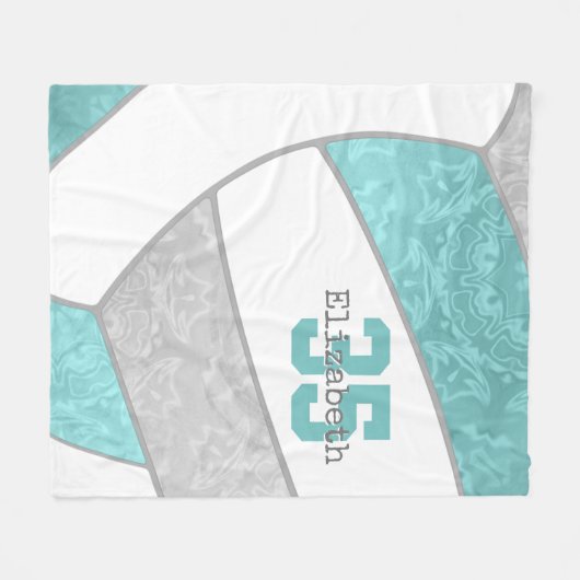 Aqua Grijs Girly Volleybal W Atleet Aangepaste Naa Fleece Deken (Voorkant (Horizontaal))