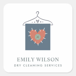 AQUA GRIJS SINAASAPPEL RODE HANGKLEDING DRYCLEANER VIERKANTE STICKER