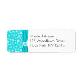 Aqua, Grijs, Witte Snowflakes Keer het Etiket van 