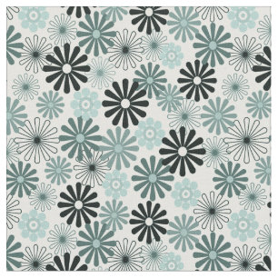 Aqua grijze bloemen 1.960 x stijl stof