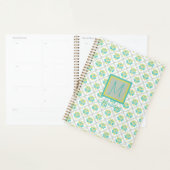 Aqua Grijze Chartreuse Trendy Monogram Planner (Display)