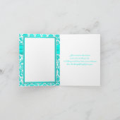 Aqua, grijze en witte damast bedankkaart (Binnen)