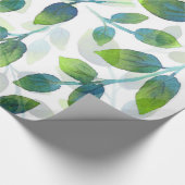 Aqua groen blad patroon cadeaupapier (Hoek)