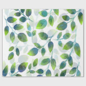 Aqua groen blad patroon cadeaupapier (Vlak)