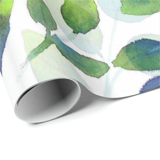 Aqua groen blad patroon cadeaupapier (Rol Hoek)