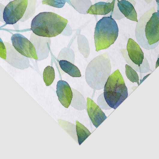 Aqua groen blad patroon tissuepapier (Detail)