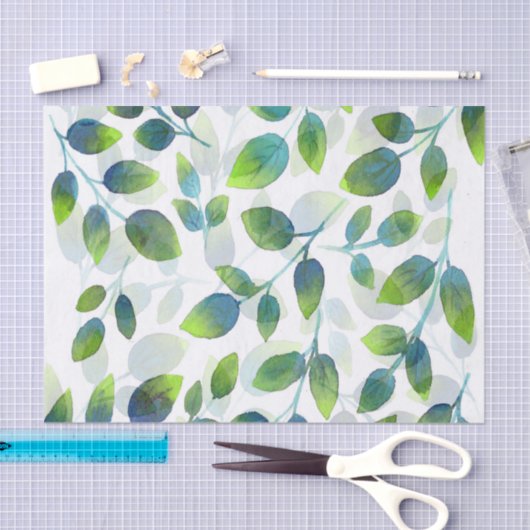 Aqua groen blad patroon tissuepapier (Craft)