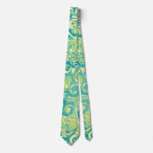Aqua, groen en geel marmeren werveling Stropdas (Voorkant)