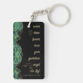 Aqua Groen en Goud Elegant Script Persoonlijk Sleutelhanger (achterkant)