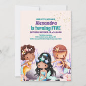 Aqua Groen Goud Kleine Zeemeermin Verjaardag Kaart (Voorkant)